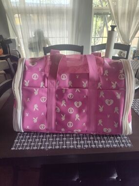 PLAYBOY Hot Pink Bunny Logo Travel Tote
